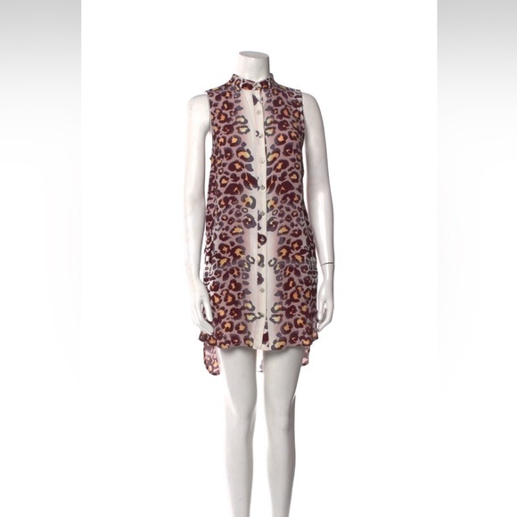 Mara Hoffman | leopard print shirt-dress mini sleeveless button up size small - Picture 6 of 14